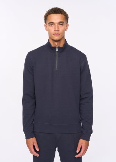 Duck & Cover Navy Slellmoore 1/4 Zip Sweat