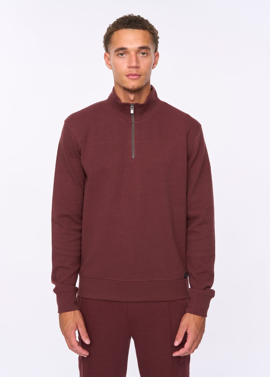 Duck & Cover Wine Slellmoore 1/4 Zip Sweat