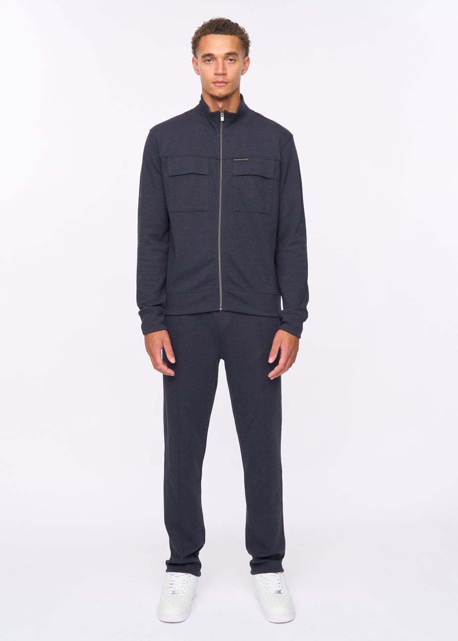 Duck & Cover Navy Tames Zip Thru Sweat