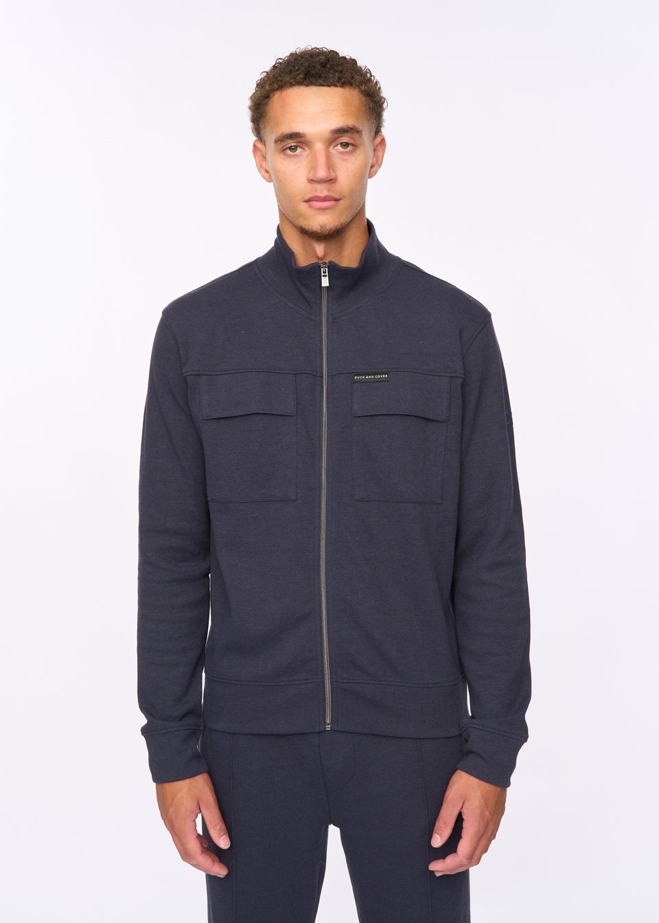 Duck & Cover Navy Tames Zip Thru Sweat