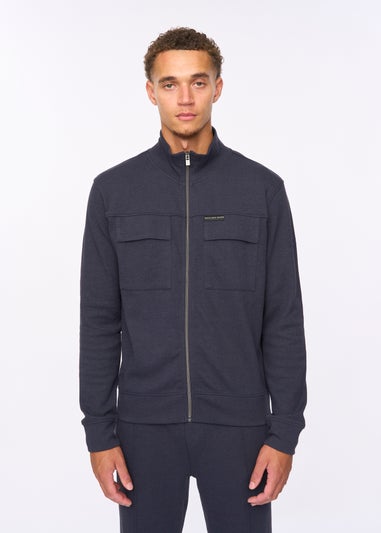 Duck & Cover Navy Tames Zip Thru Sweat