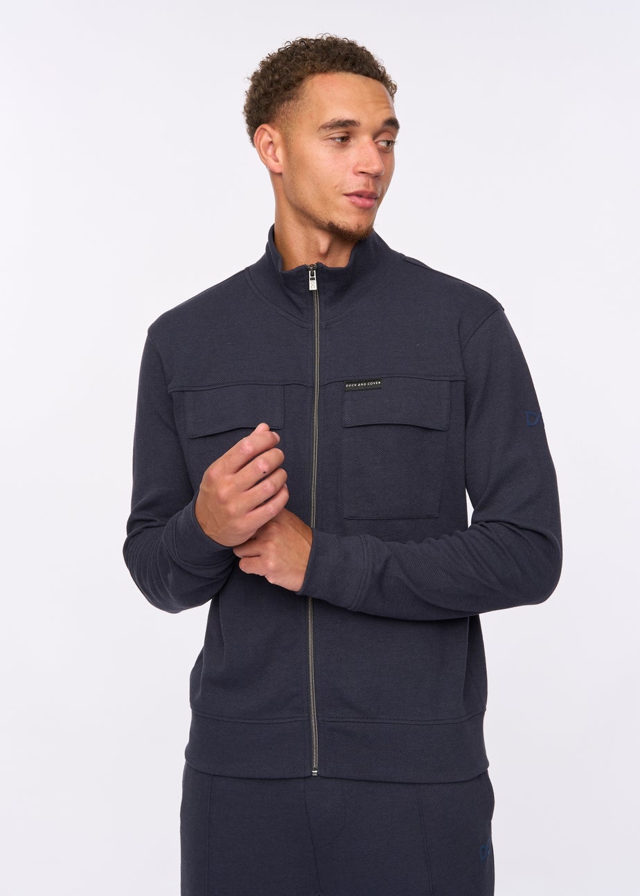Duck & Cover Navy Tames Zip Thru Sweat