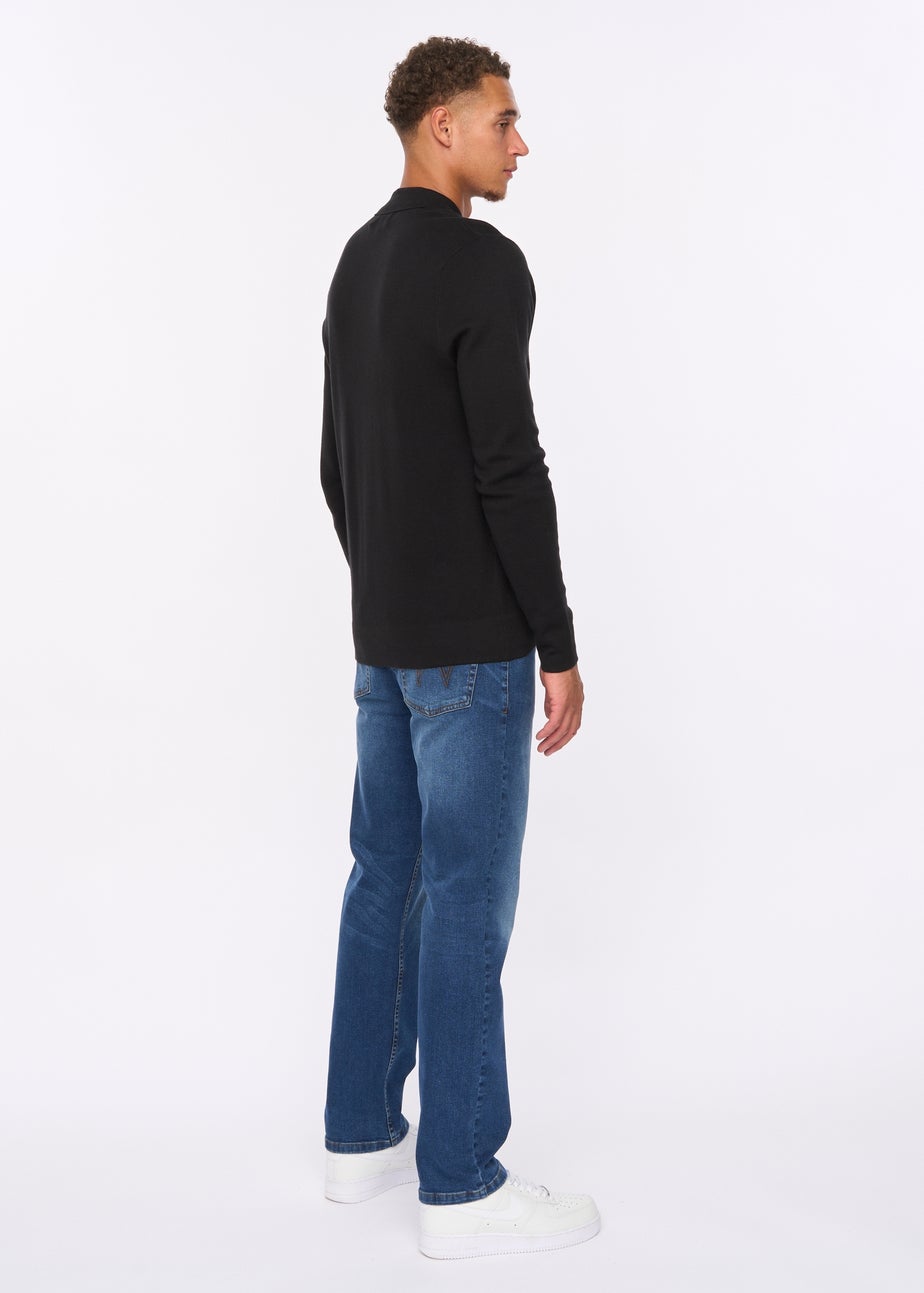 Duck & Cover Black Melfi Zip Thru Knit