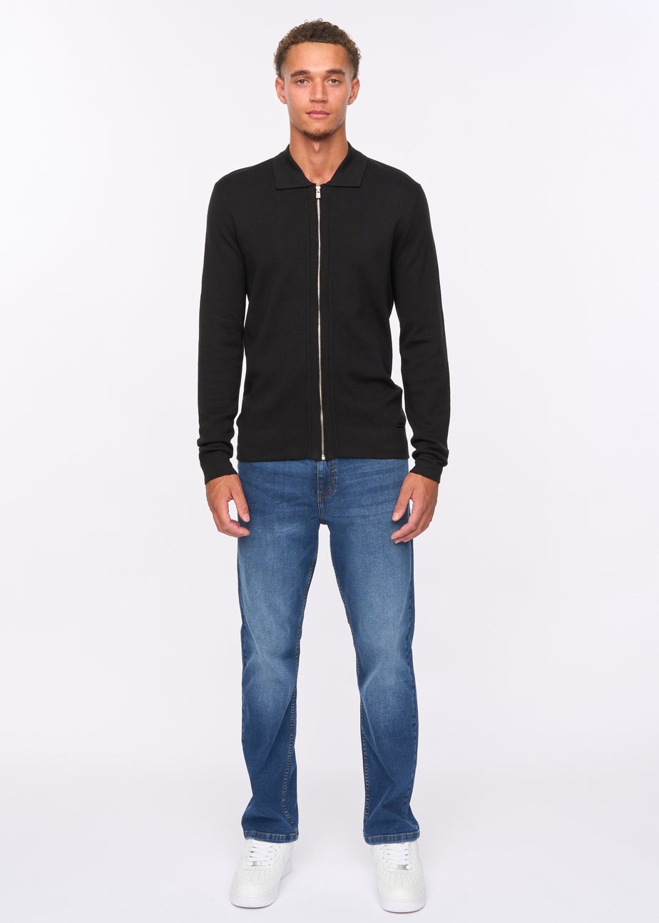 Duck & Cover Black Melfi Zip Thru Knit
