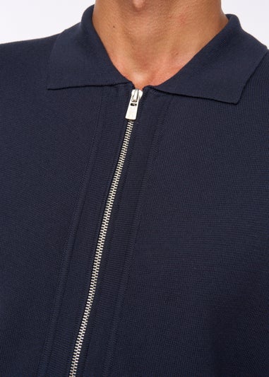 Duck & Cover Navy Melfi Zip Thru Knit