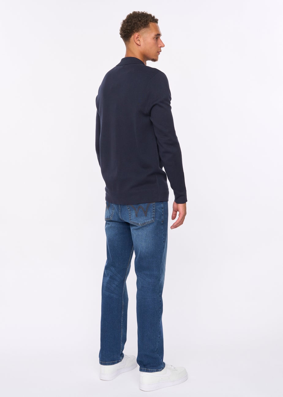 Duck & Cover Navy Melfi Zip Thru Knit