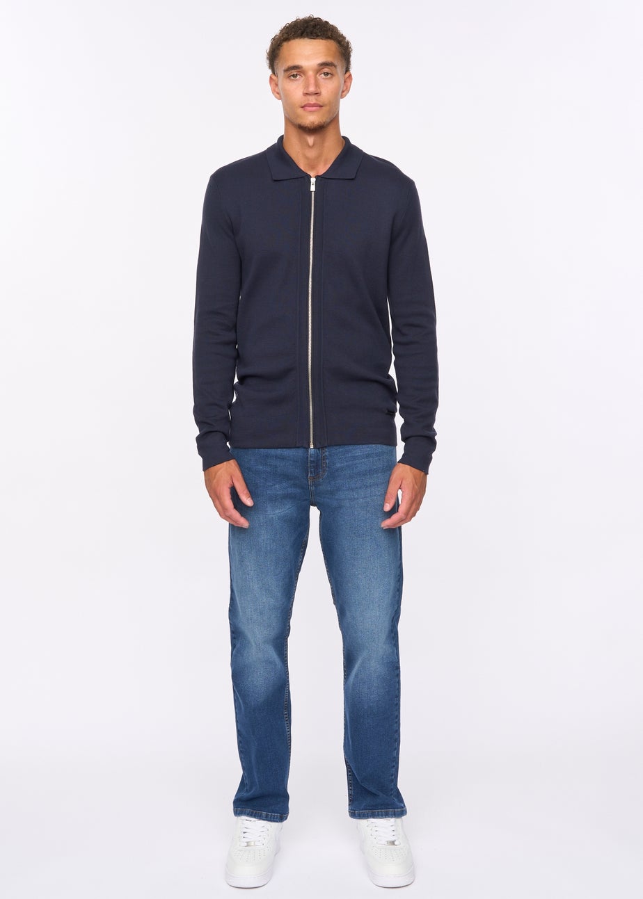 Duck & Cover Navy Melfi Zip Thru Knit