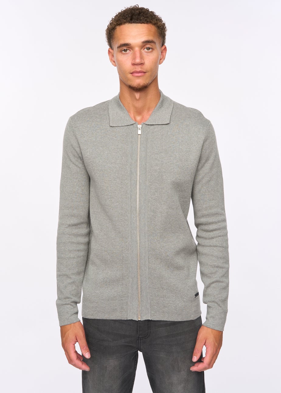 Duck & Cover Grey Marl Melfi Zip Thru Knit