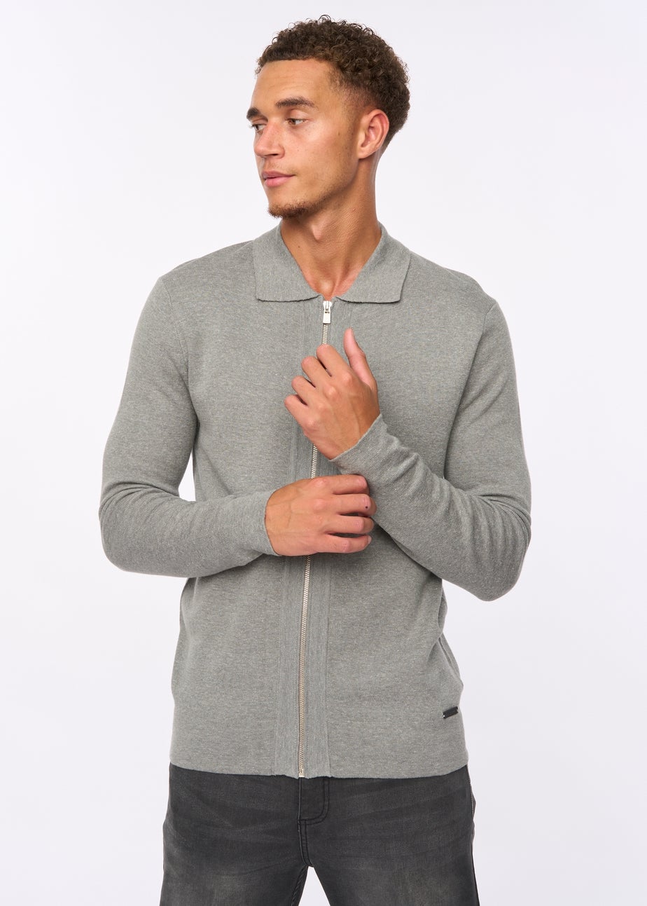 Duck & Cover Grey Marl Melfi Zip Thru Knit