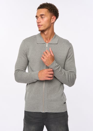 Duck & Cover Grey Marl Melfi Zip Thru Knit