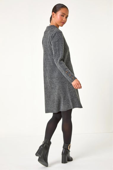 Roman Grey Petite Collared Knit Shift Dress