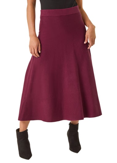 Roman Wine Petite Stretch Knitted Midi Skirt