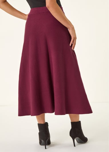 Roman Wine Petite Stretch Knitted Midi Skirt