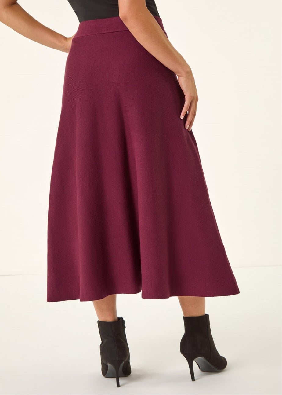 Roman Wine Petite Stretch Knitted Midi Skirt