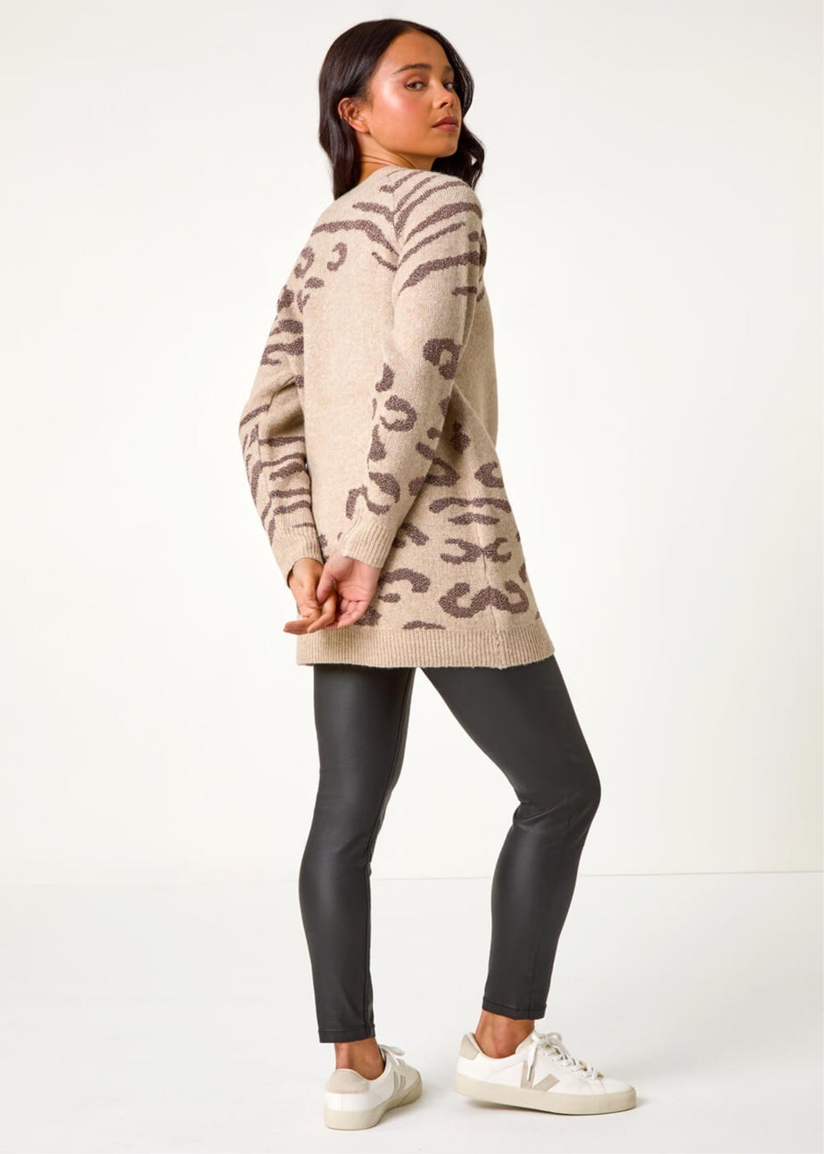 Roman Stone Petite Animal Print Longline Stretch Jumper