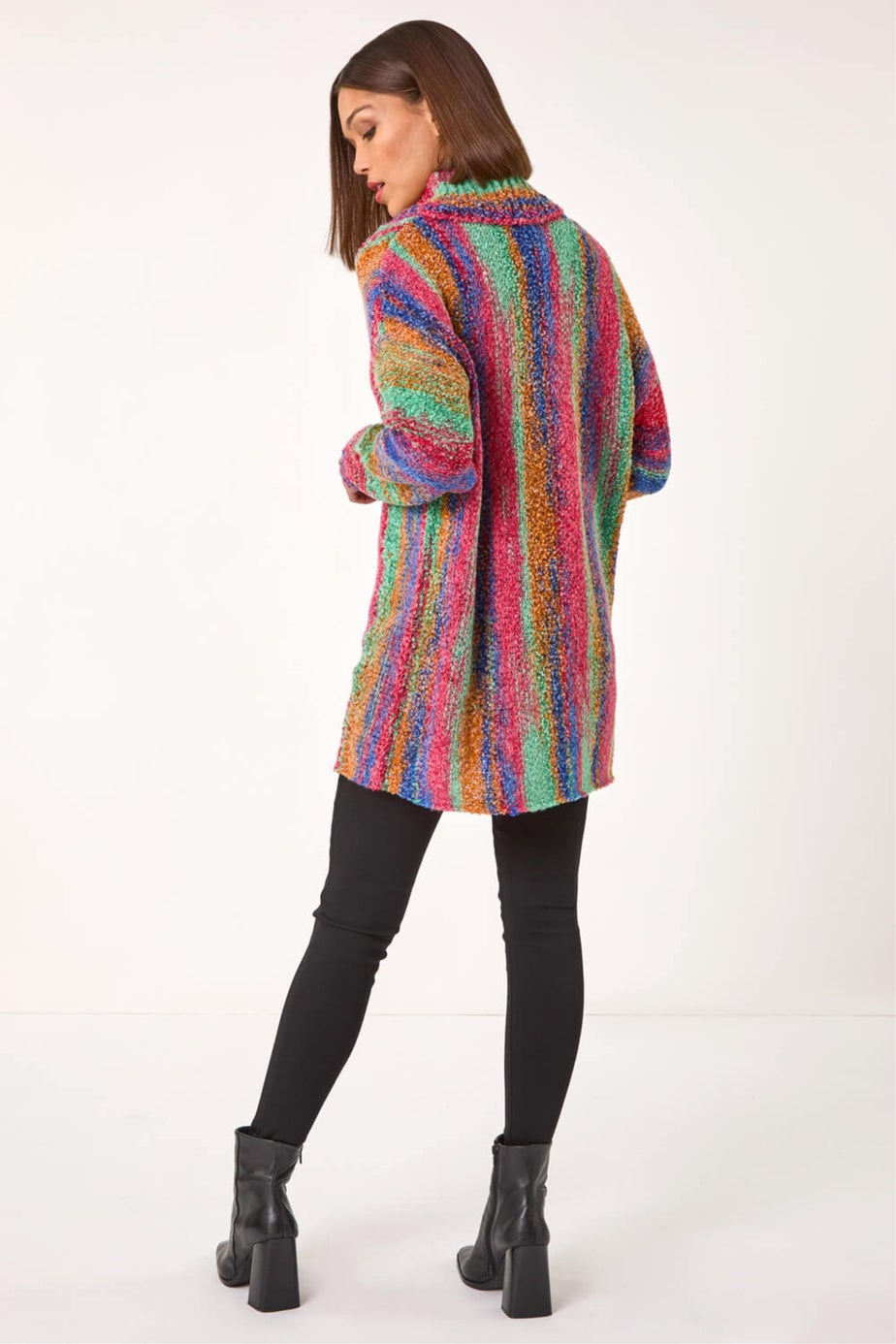 Roman Green Boucle Stripe Cowl Neck Jumper