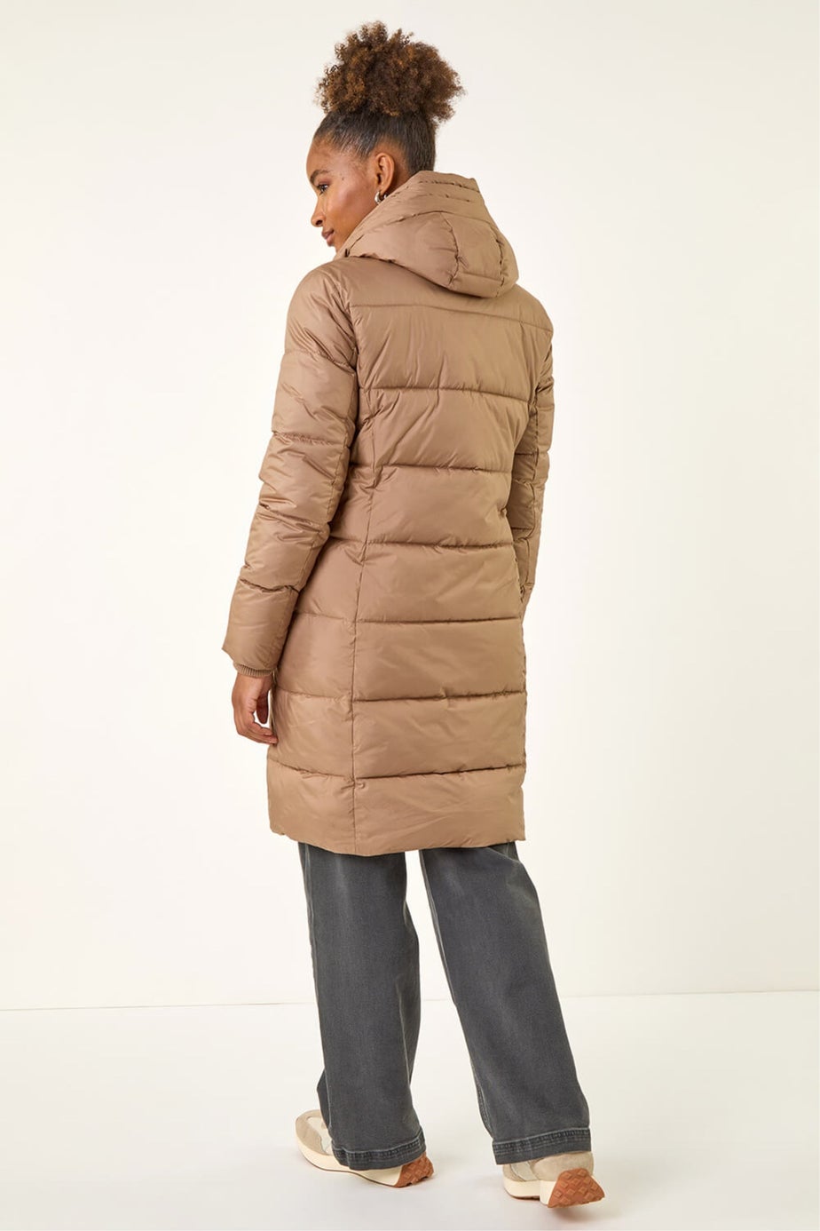 Roman Mocha Longline Padded Hooded Coat