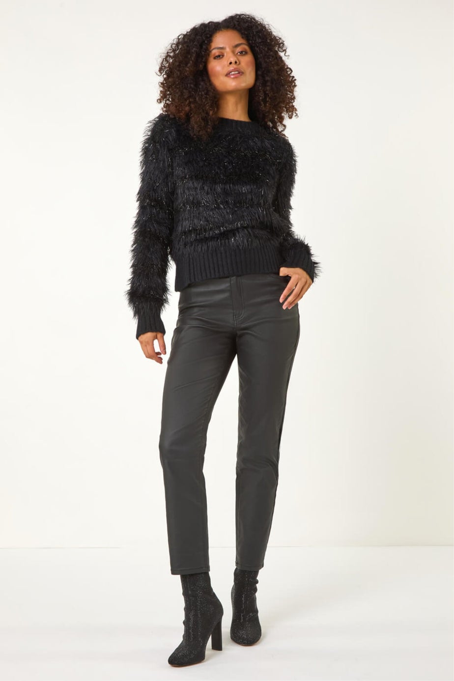 Dusk Black Fluffy Knit Jumper