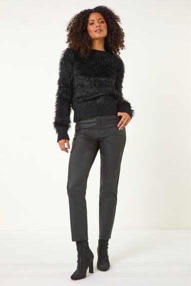 Dusk Black Fluffy Knit Jumper