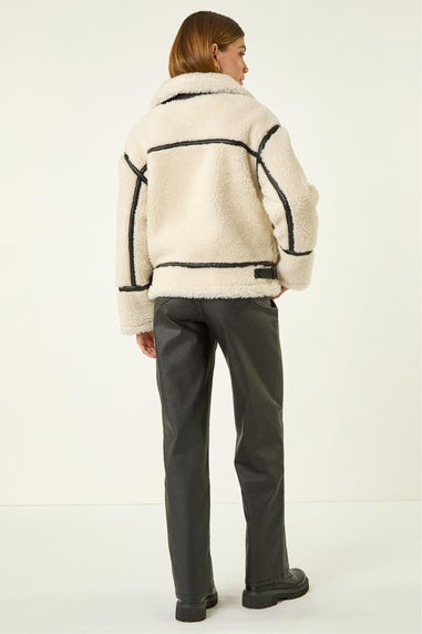 Roman Cream Borg Aviator Coat