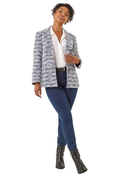 Roman Navy Petite Collared Boucle Jacket