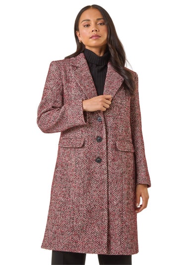 Roman Red Petite Herringbone Smart Coat