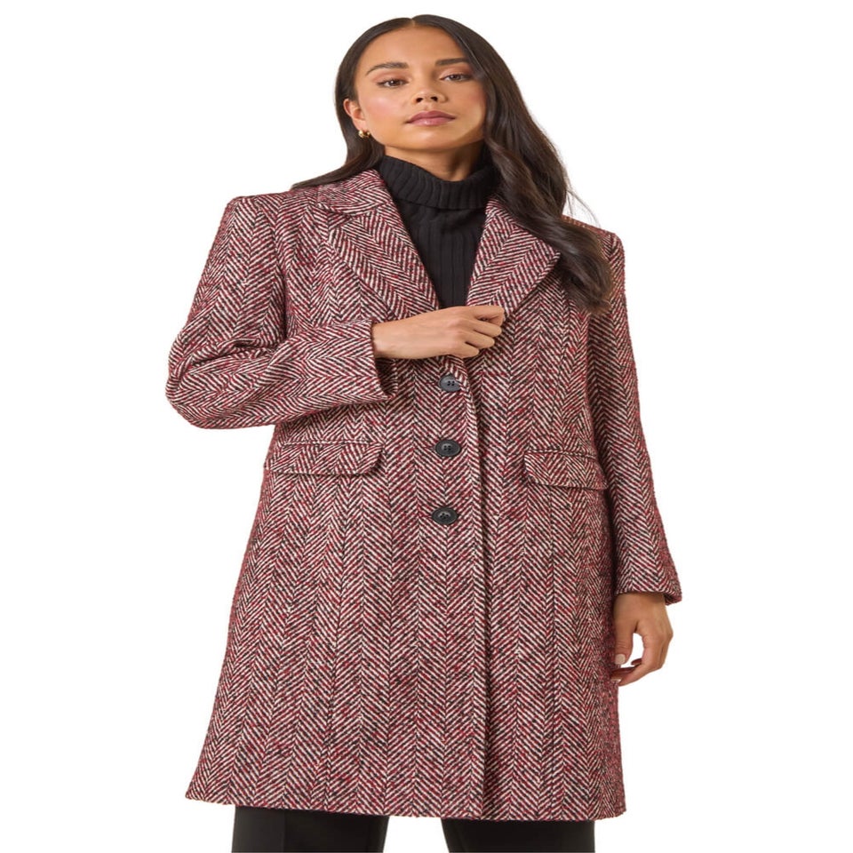 Roman Red Petite Herringbone Smart Coat