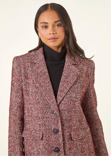 Roman Red Petite Herringbone Smart Coat