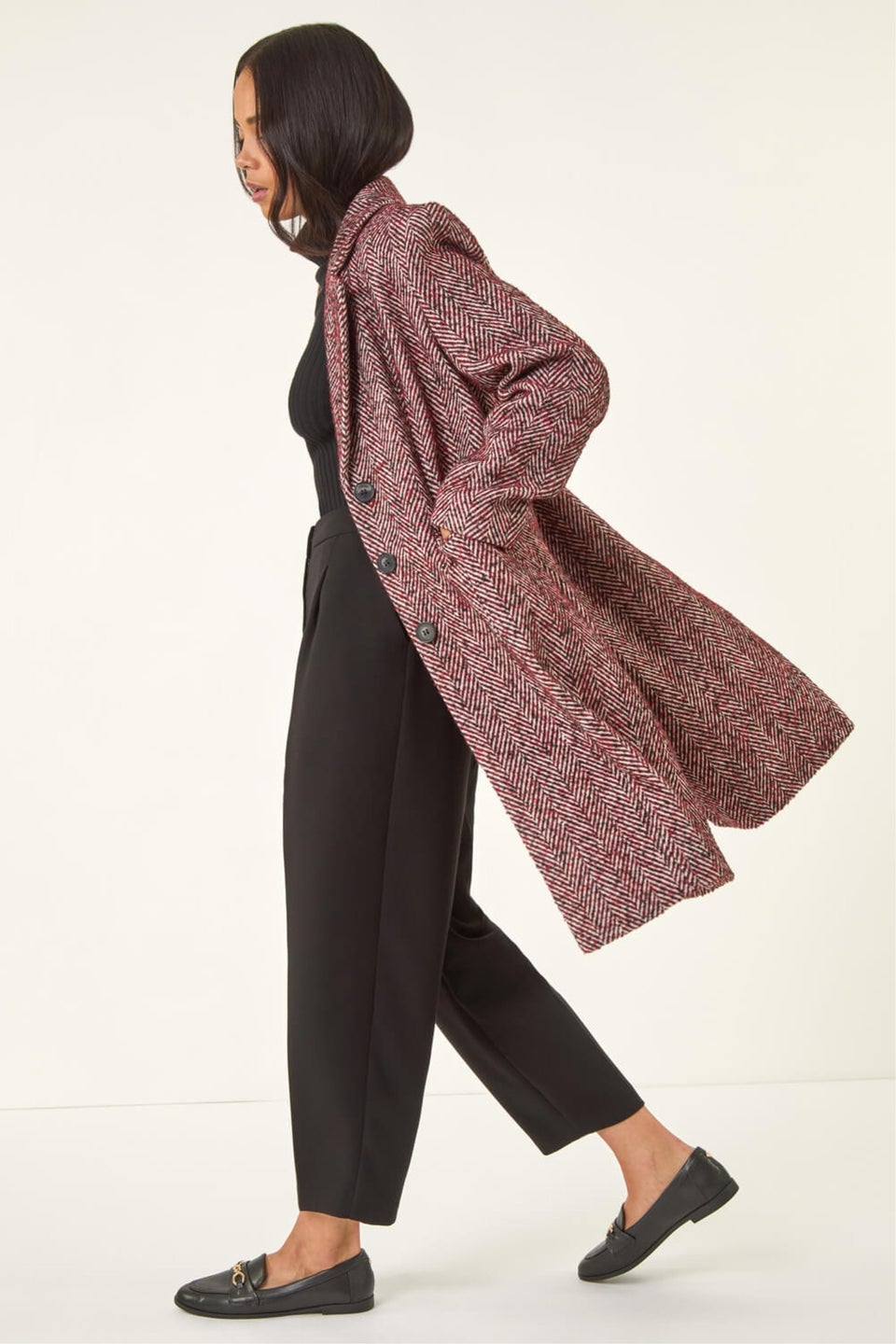 Roman Red Petite Herringbone Smart Coat