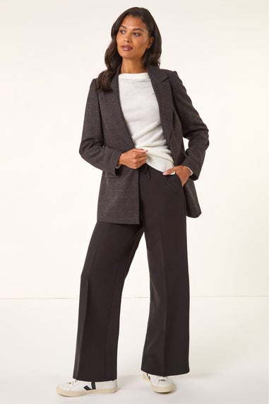 Roman Aubergine Check Print Longline Blazer