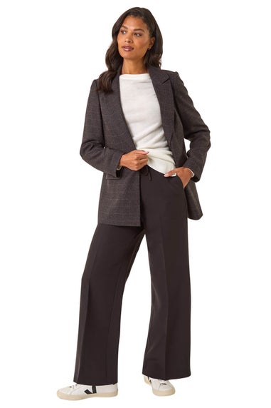 Roman Aubergine Check Print Longline Blazer