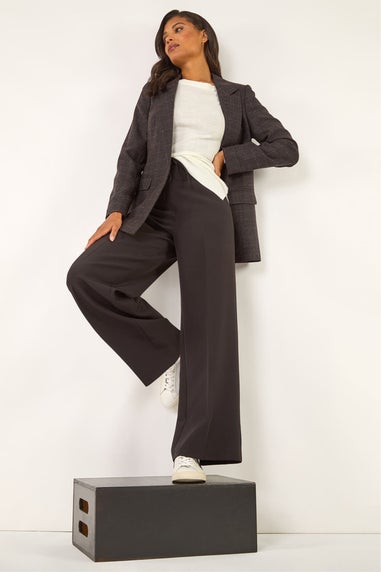 Roman Aubergine Check Print Longline Blazer