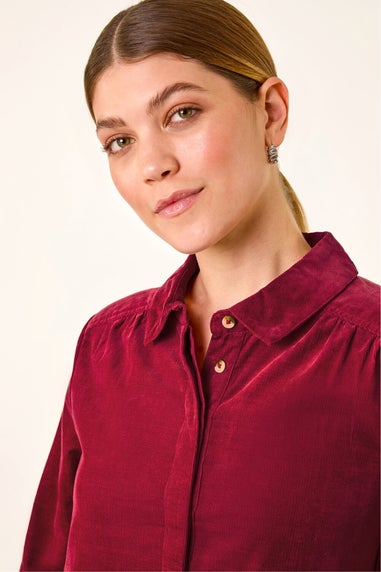 Roman Red Corduroy Tunic Shirt Dress