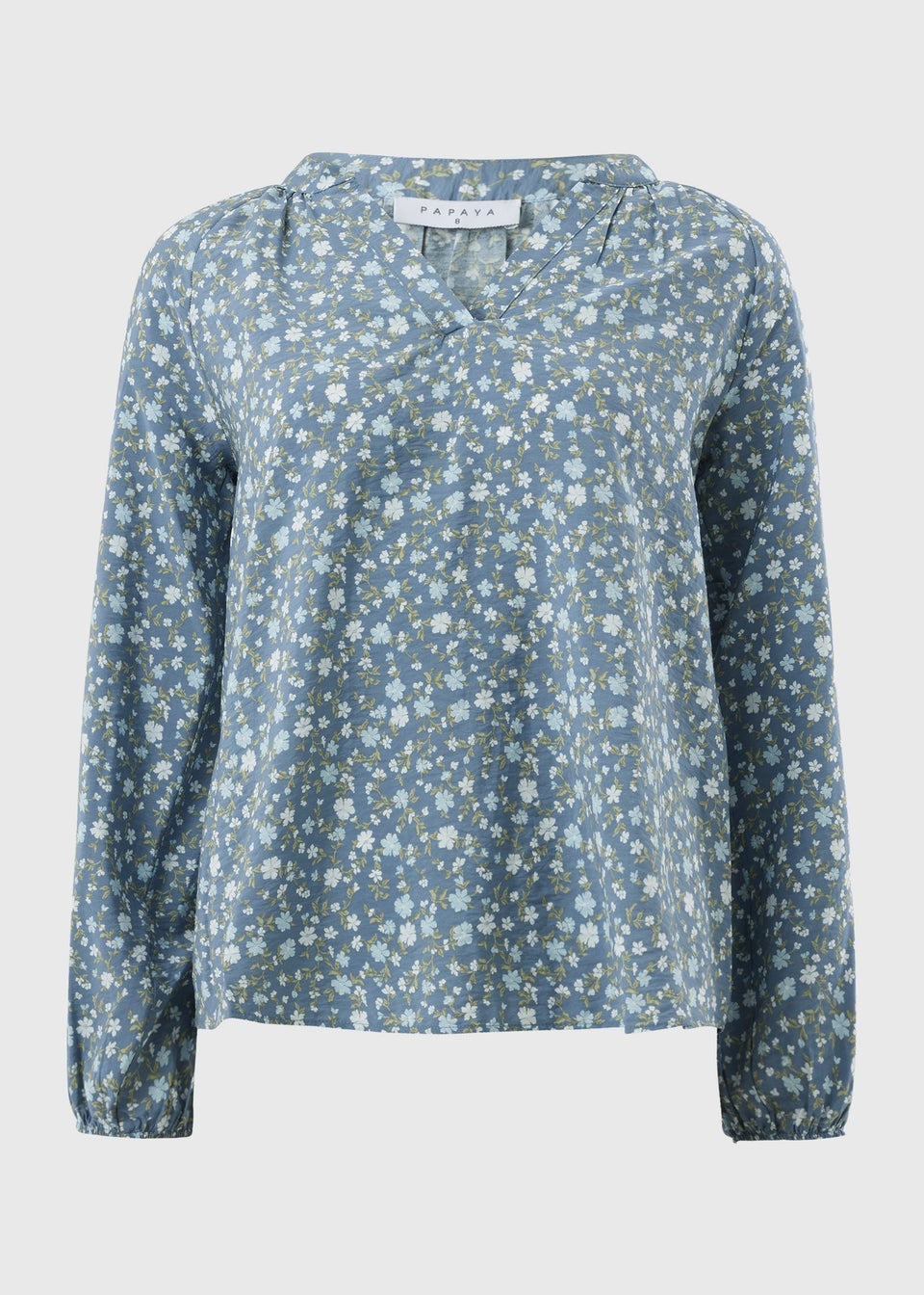 Blue Floral Popover Blouse