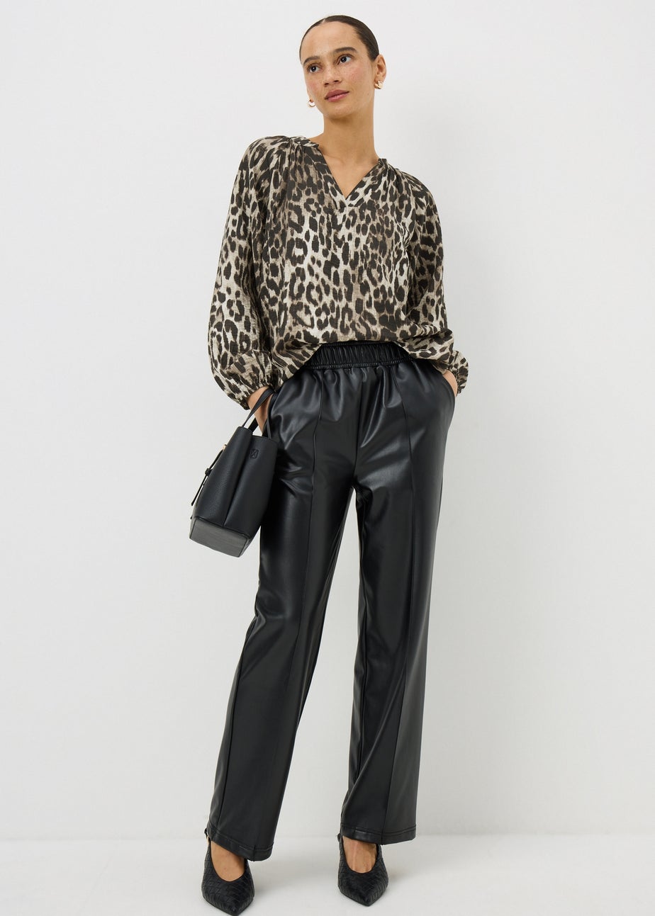 Brown Leopard Print Popover Blouse