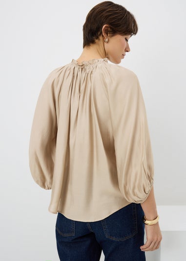 Beige Volume Sleeve Blouse