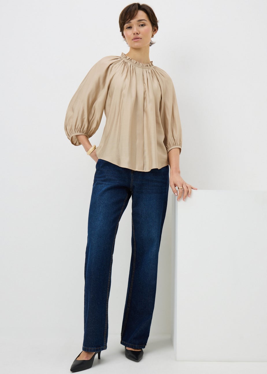 Beige Volume Sleeve Blouse