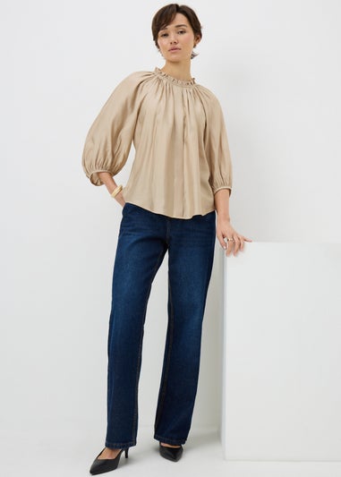 Beige Volume Sleeve Blouse