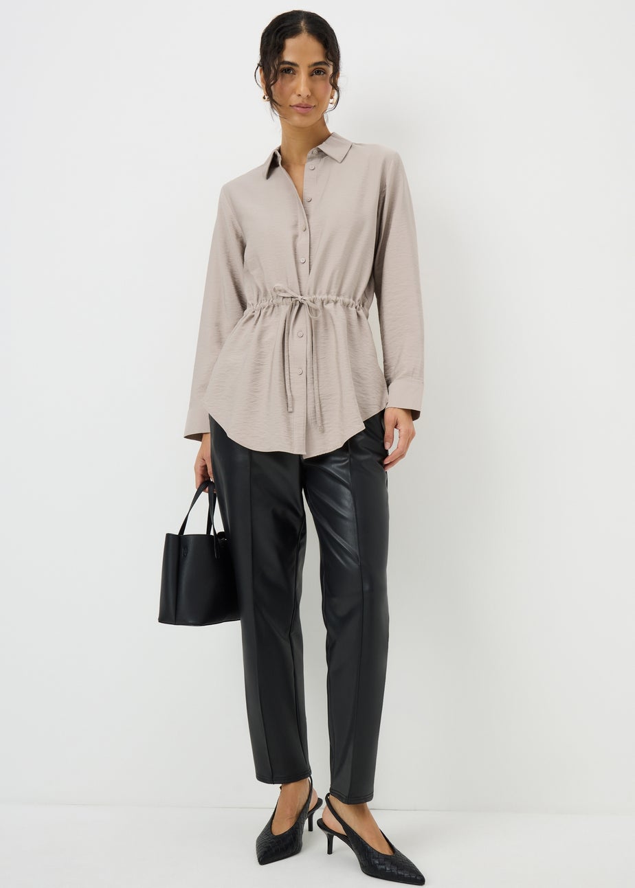 Beige Tie Waist Shirt