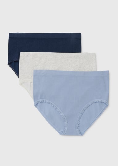 3 Pack Blue Seamless Full Knickers