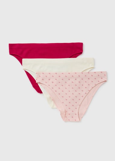 3 Pack Pink Bow Brazilian Knickers