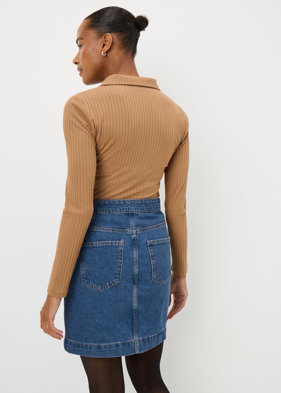 Dark Wash Button Through Skirt