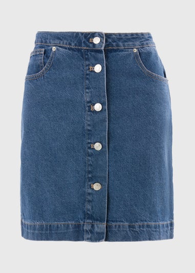 Dark Wash Button Through Skirt