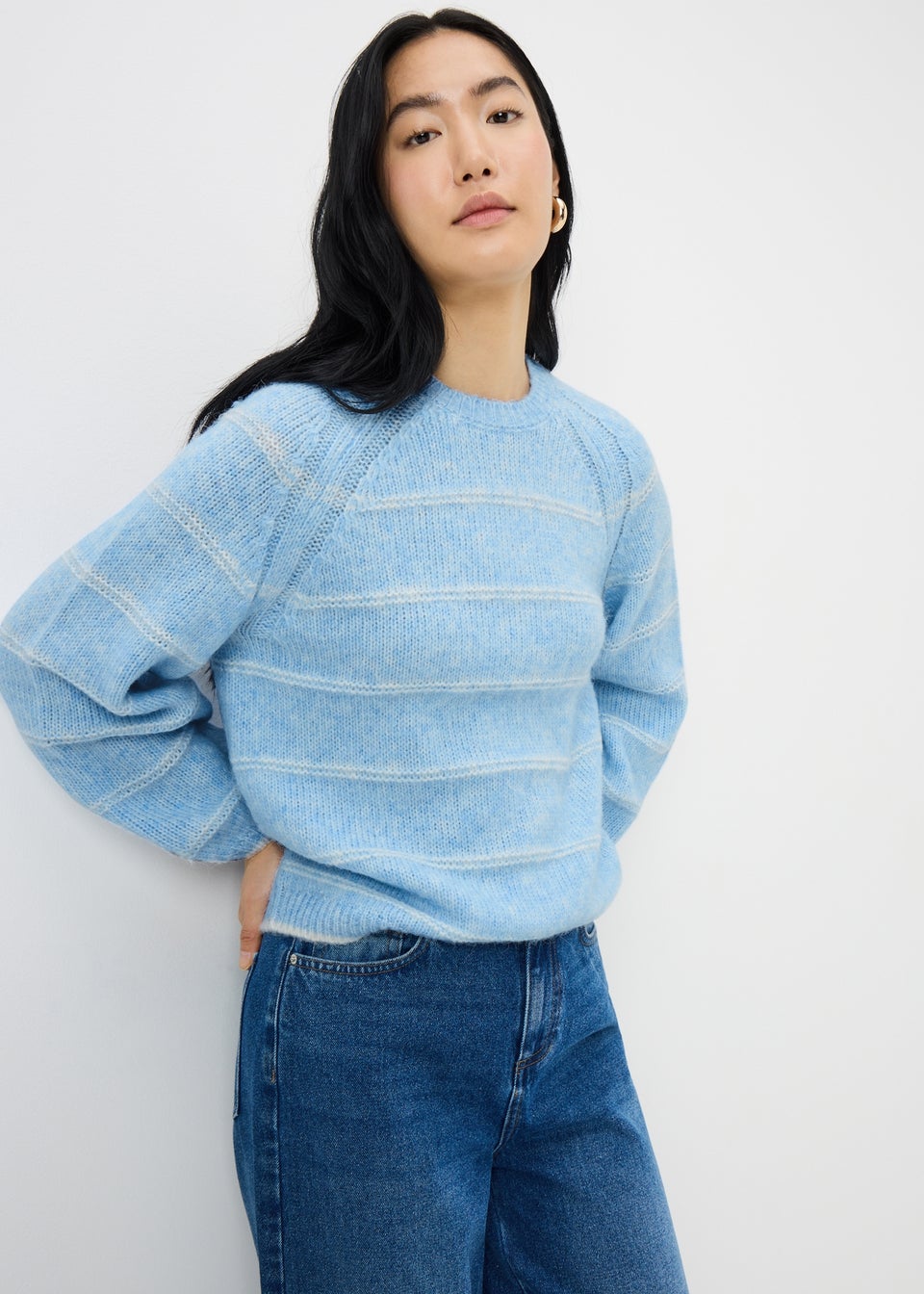 Light Blue Stripe Knitted Jumper
