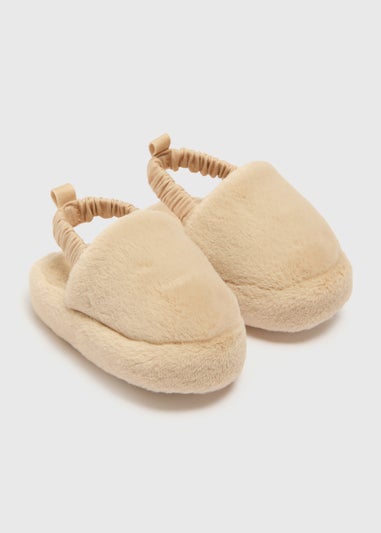 Baby Beige Faux Fur Slippers (Newborn-18mths)