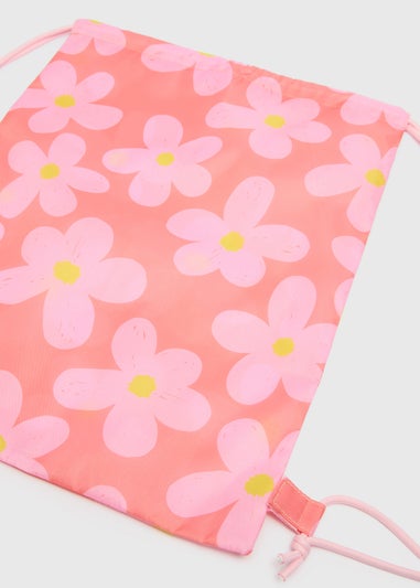 Girls Pink Flower Swimming Bag