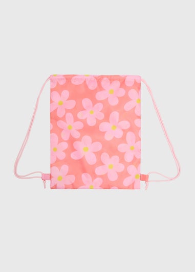 Girls Pink Flower Swimming Bag