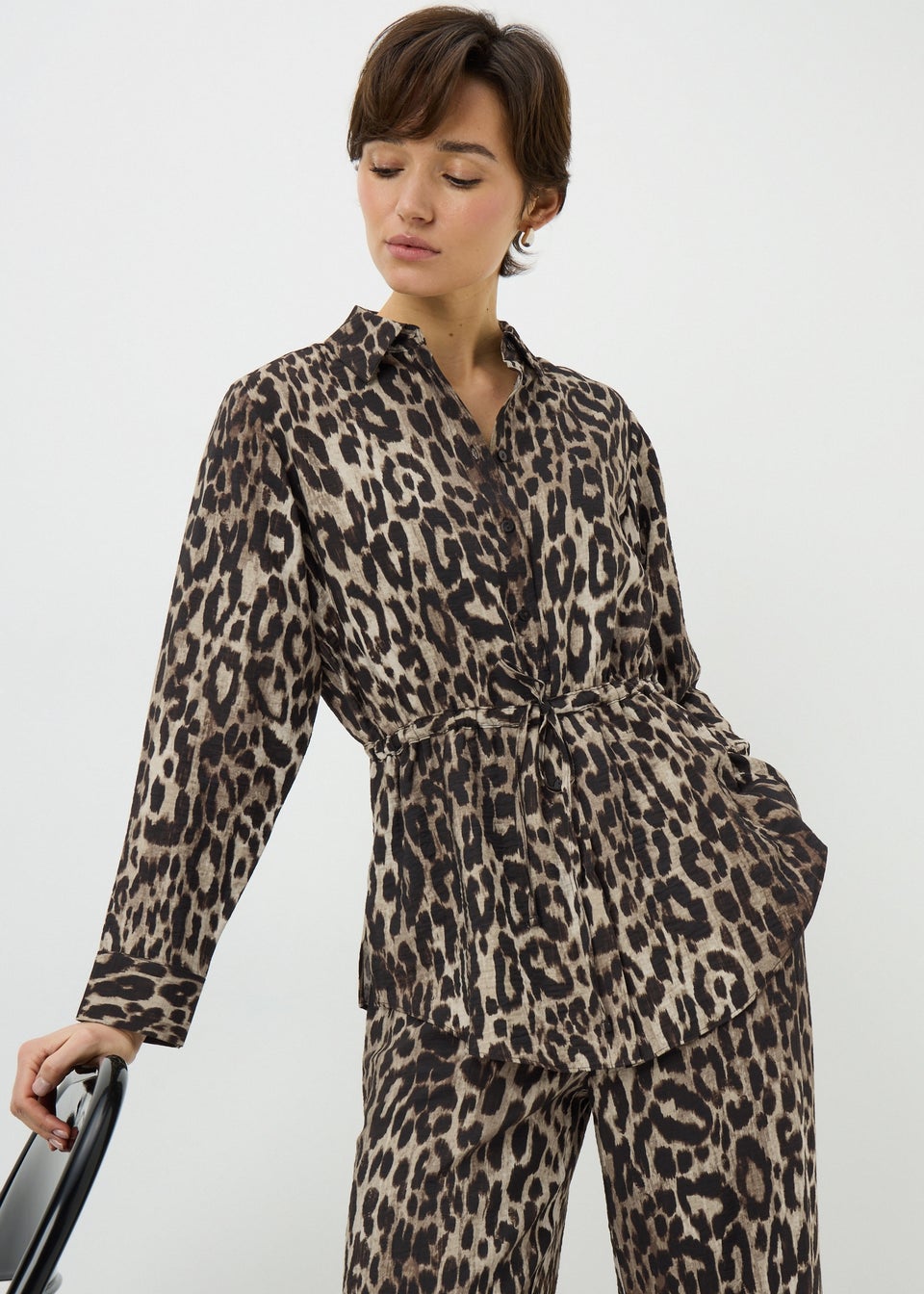 Brown Leopard Print Co Ord Blouse