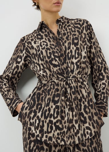 Brown Leopard Print Co Ord Blouse