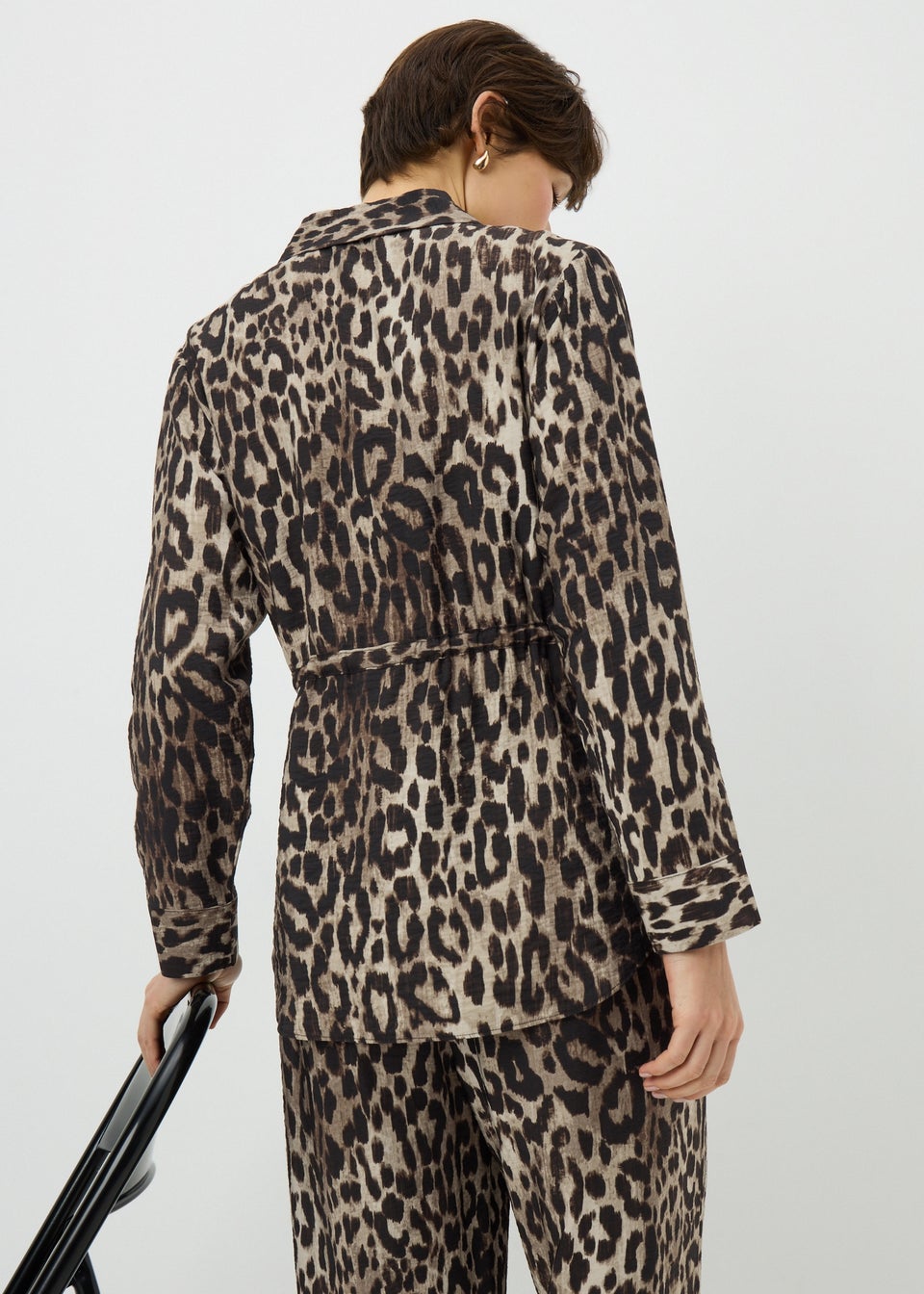 Brown Leopard Print Co Ord Blouse